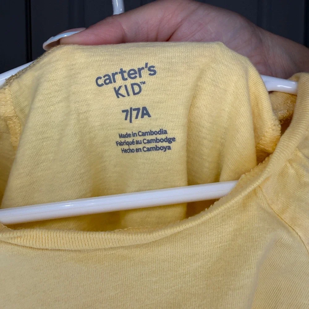 Carters Kid Girls Yellow‎ Horse Graphic T-Shirt Size 7 Short Sleeve
